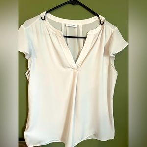 Calvin Klein, White Dress Top, White Shirt, Medium